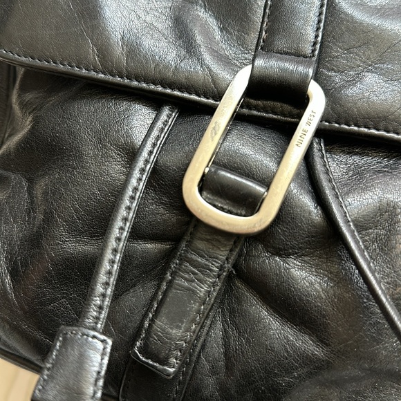 Nine West Retro Mini Leather Top Flap Draw String Backpack - Picture 2 of 16